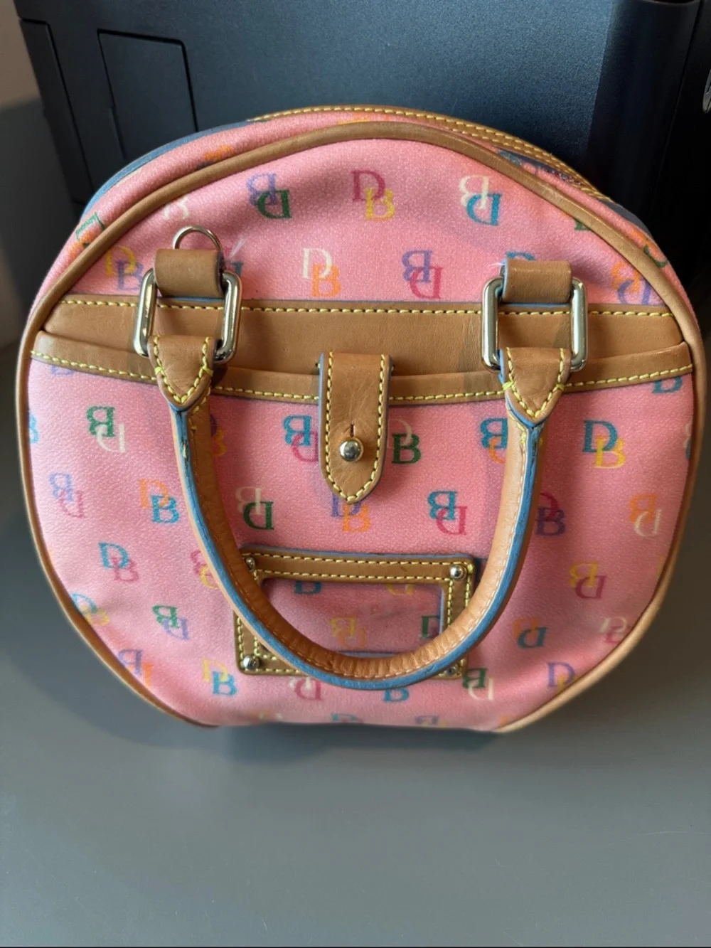 SOLD - Dooney & Bourke Pink Multicolor Logo Mini Satchel - Picture 3 of 10